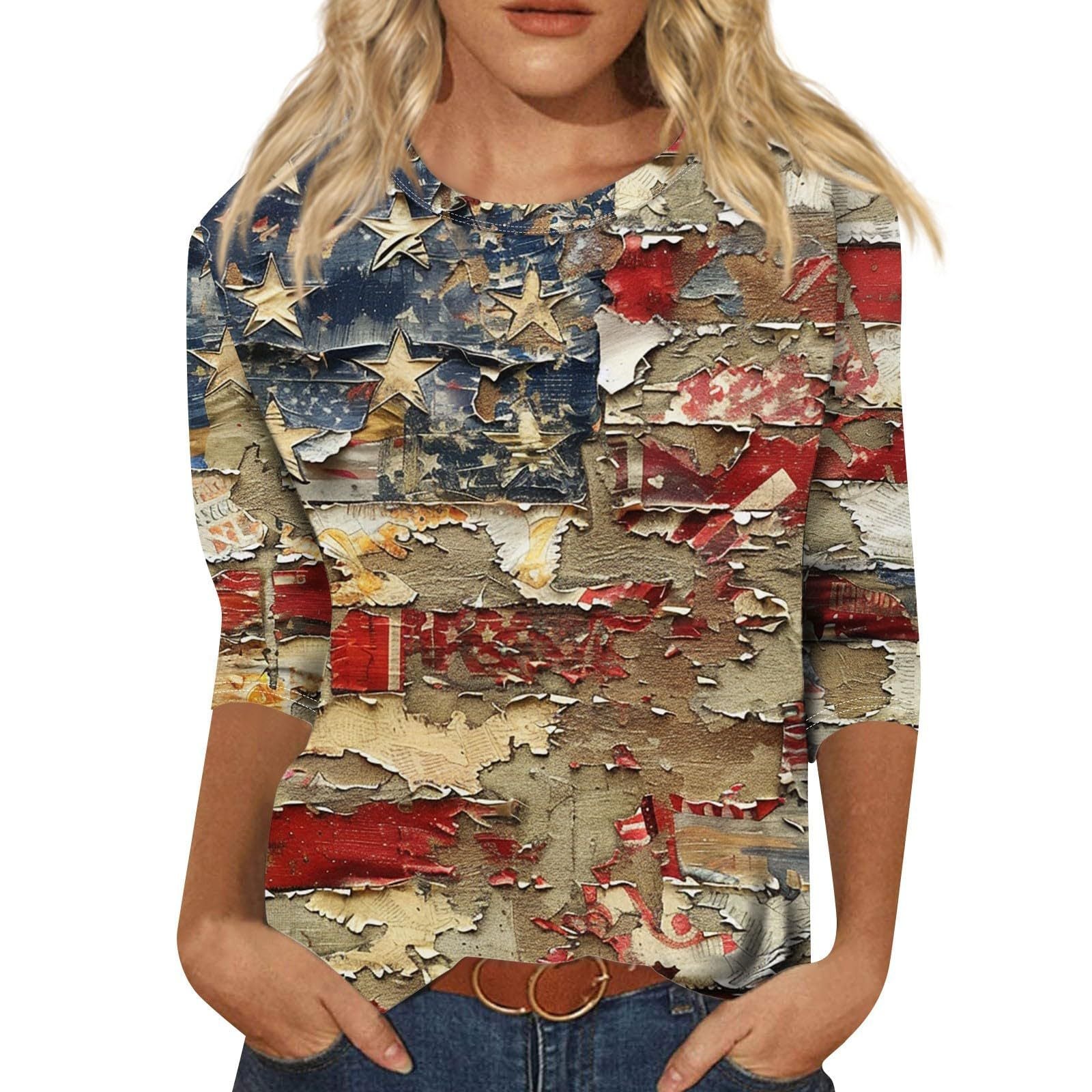 Long Sleeve Round Neck Slim Summer Tie-dyed Printed Clothing - Chic Angle